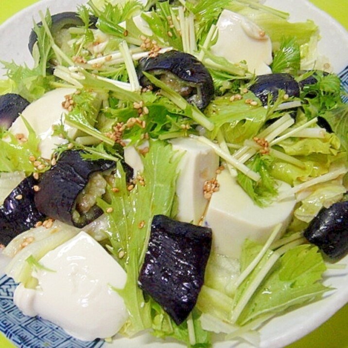 枝豆豆腐と蒸し茄子の和風サラダ